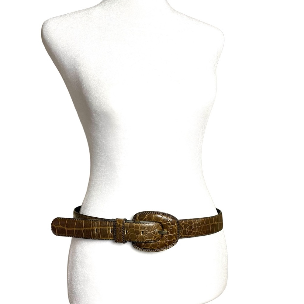 🩵 B2G1 Liz Claiborne 41” Genuine Leather Croc print Belt Brown
